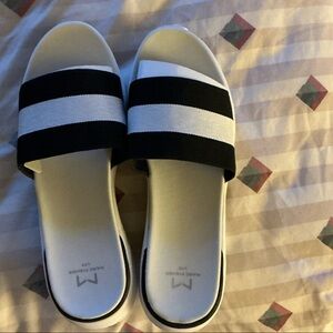 Marc Fisher Black and White Striped Sandals